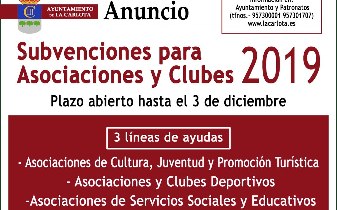 Subvenciones a asociaciones y clubes 2019