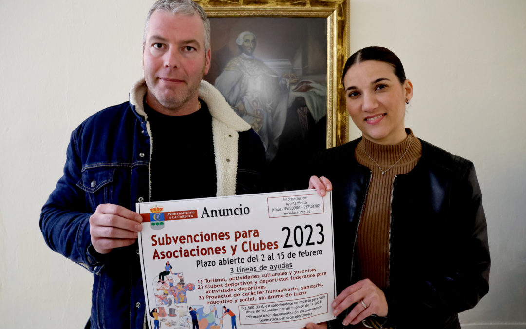 ABIERTA LA CONVOCATORIA DE LAS AYUDAS A LAS ASOCIACIONES Y CLUBES DE LA CARLOTA DEL 2 AL 15 DE FEBRERO